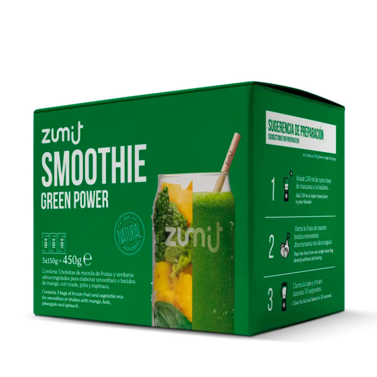 Smoothie Green Power de Zumit- Caja de 3 unidades de col rizada, piña, pepino y espinaca para la elaboración de smoothies en casa