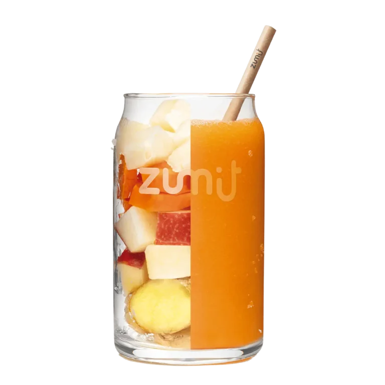 Smoothie Ginger Boost de Zumit- Caja de 20 unidades de jengibre, pera, manzana y zanahoria