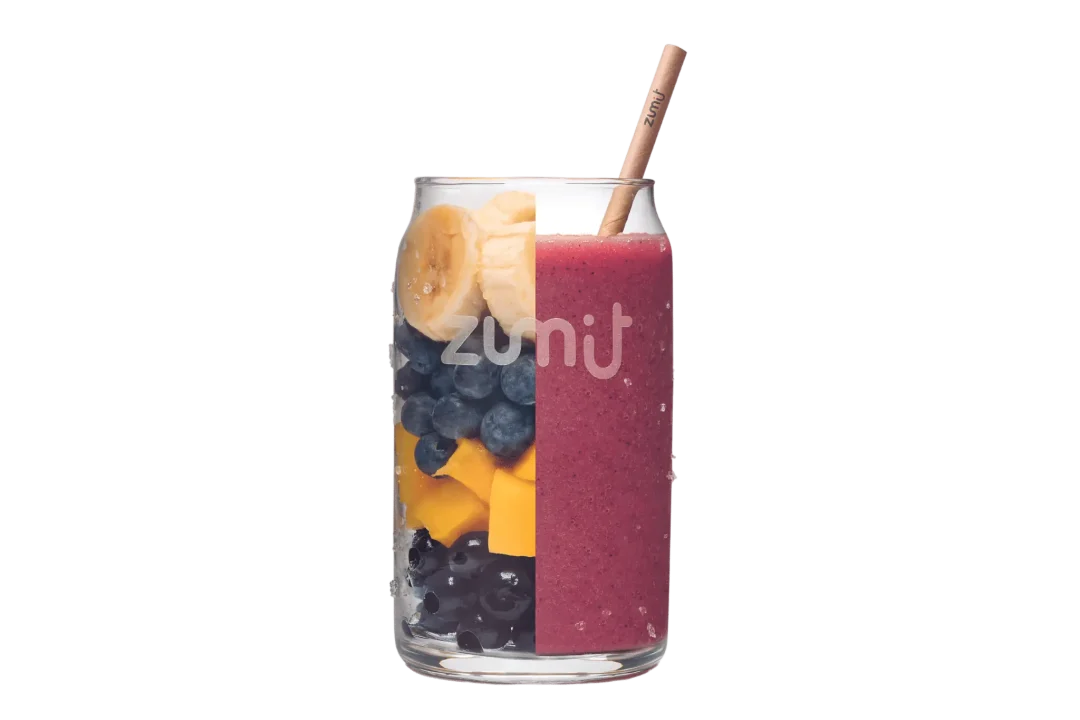 Smoothie Delightful de Zumit- Caja de 20 unidades de plátano, arándanos, açaí y mango