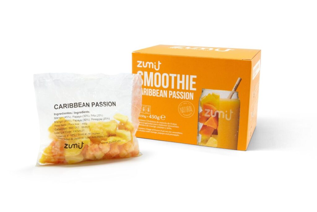 fruta congelada tropical de Zumit, smoothie Caribbean Passion
